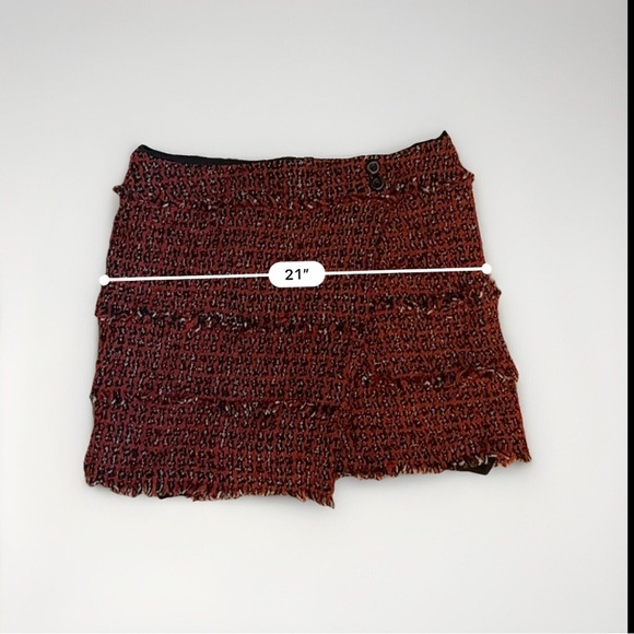CARLISLE Wool Blend Wrap Mini Skirt Women Size 18 Classic Fringe Red Black White - Picture 5 of 11